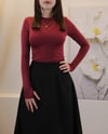 BORDO GEÇİRME DETAYLI BLUZ