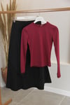 BORDO GEÇİRME DETAYLI BLUZ
