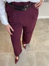 BORDO KEMERLİ PALAZZO PANTOLON 