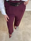 BORDO KEMERLİ PALAZZO PANTOLON 