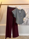 BORDO KEMERLİ PALAZZO PANTOLON 