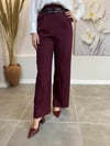 BORDO KEMERLİ PALAZZO PANTOLON 