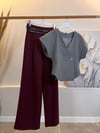 BORDO KEMERLİ PALAZZO PANTOLON 