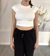 EKRU PAMUKLU CROP TİŞÖRT 