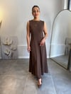 KAHVE KOLSUZ ELBİSE STOK KODU 3301
