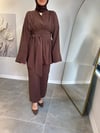 KAHVE MODAL KUŞAKLI TAKIM STOK KODU 1204