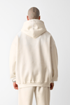 3 İplik Bej bol kalıp Kapuşonlu sweatshirt