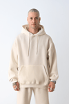 3 İplik Bej bol kalıp Kapuşonlu sweatshirt