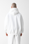 3 İplik Beyaz bol kalıp Kapuşonlu sweatshirt