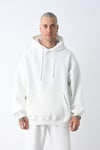 3 İplik Beyaz bol kalıp Kapuşonlu sweatshirt