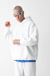 3 İplik Beyaz bol kalıp Kapuşonlu sweatshirt