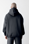 3 İplik Füme bol kalıp Kapuşonlu sweatshirt