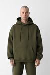3 İplik Haki bol kalıp Kapuşonlu sweatshirt