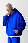 3 İplik Sax bol kalıp Kapuşonlu sweatshirt
