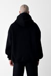 3 İplik Siyah bol kalıp Kapuşonlu sweatshirt