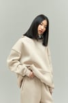 Bej Oversize Kapuşonlu Kadın sweatshirt