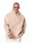 Bej Unisex Bol Kalıp Hoodie