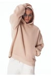 Bej Unisex Bol Kalıp Hoodie
