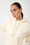 Bej Unisex Rahat Kalıp Kapuşonlu Hoodie