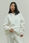 Beyaz Oversize Kapuşonlu Kadın sweatshirt