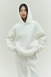 Beyaz Oversize Kapuşonlu Kadın sweatshirt
