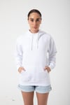 Beyaz Unisex Rahat Kalıp Kapuşonlu Hoodie