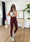 Bordo Kadın Bisiklet Yaka Şardonlu Yüksek Bel Eşofman Takımı