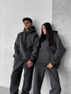 Füme Çift(Tekli) Kapşonlu Şardonlu 3 İplik Beli Lastikli Jogger Eşofman Takımı