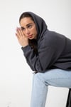 Füme Unisex Rahat Kalıp Kapuşonlu Hoodie