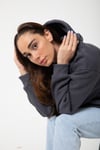 Füme Unisex Rahat Kalıp Kapuşonlu Hoodie