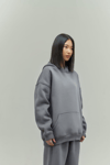 Gri Oversize Kapuşonlu Kadın sweatshirt