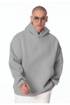 Gri Unisex Bol Kalıp Hoodie