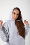 Gri Unisex Rahat Kalıp Kapuşonlu Hoodie