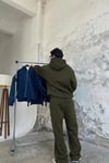 Haki Erkek Bol Paça Kapşonlu Bağcıklı Eşofman Takımı