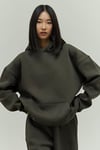 Haki Oversize Kapuşonlu Kadın sweatshirt