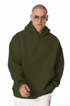 Haki Unisex Bol Kalıp Hoodie