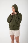 Haki Unisex Rahat Kalıp Kapuşonlu Hoodie