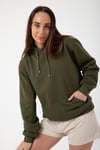 Haki Unisex Rahat Kalıp Kapuşonlu Hoodie