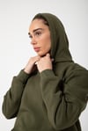 Haki Unisex Rahat Kalıp Kapuşonlu Hoodie