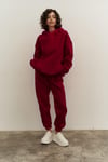 Kadın Oversize 3 İplik Bordo Şardonlu Eşofman Takımı