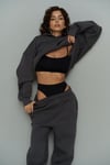 Kadın Oversize 3 İplik Füme Şardonlu Eşofman Takımı