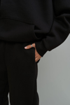 Kadın Oversize 3 İplik Siyah Şardonlu Eşofman Takımı