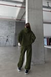 Kadın Yüksek Bel Oversize Rahat Kesim Polarlı Haki Eşofman Takımı