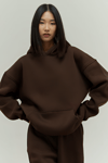 Kahverengi Oversize Kapuşonlu Kadın sweatshirt