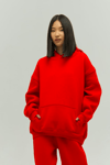 Kırmızı Oversize Kapuşonlu Kadın sweatshirt