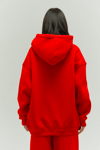 Kırmızı Oversize Kapuşonlu Kadın sweatshirt