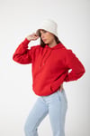 Kırmızı Unisex Rahat Kalıp Kapuşonlu Hoodie