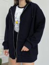Lacivert 3 iplik Rahat Kalıp Kapuşonlu Sweatshirt