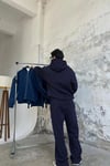 Lacivert Erkek Bol Paça Kapşonlu Bağcıklı Eşofman Takımı