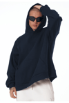 Lacivert Unisex Bol Kalıp Hoodie